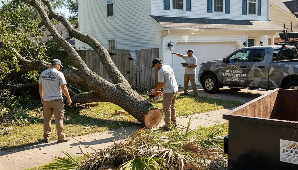 Storm debris cleanup and yard restoration by Chop Chop Landscaping in Baton Rouge, Louisiana